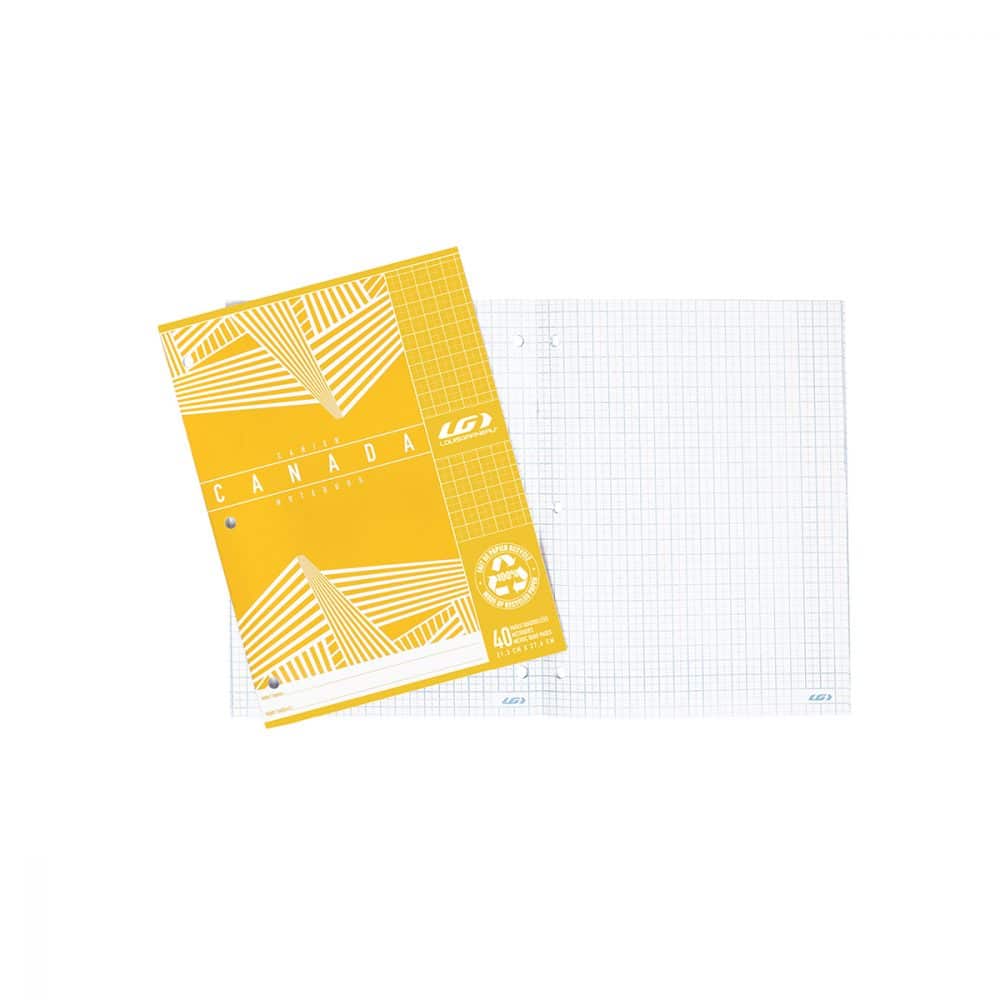 Cahier Canada LG quadrillé métrique 40 pages - jaune