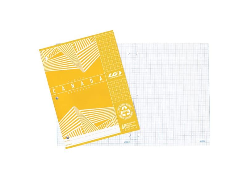 Cahier Canada LG quadrillé métrique 40 pages - jaune