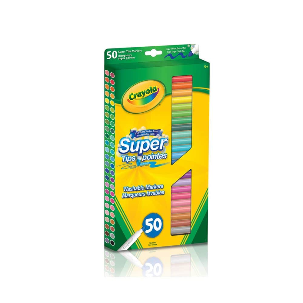 Marqueurs lavables Crayola Super Tips - Boite de 50