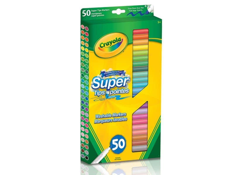 Marqueurs lavables Crayola Super Tips - Boite de 50