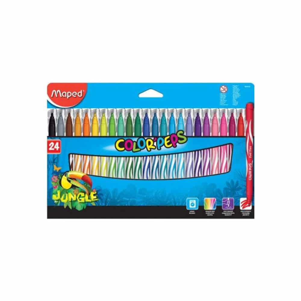 Ensemble de 24 crayons de feutres Maped Color'peps Jungle