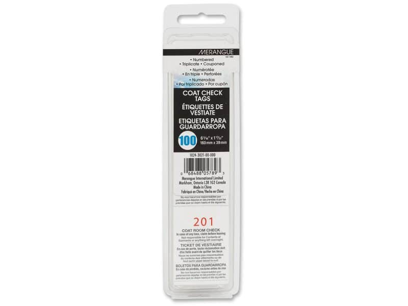 Coupons pour vestiaire numérotés (paquet de 100)