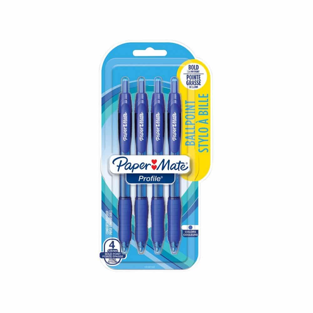 Paquet de 4 Stylos à bille rétractables Profile - bleu