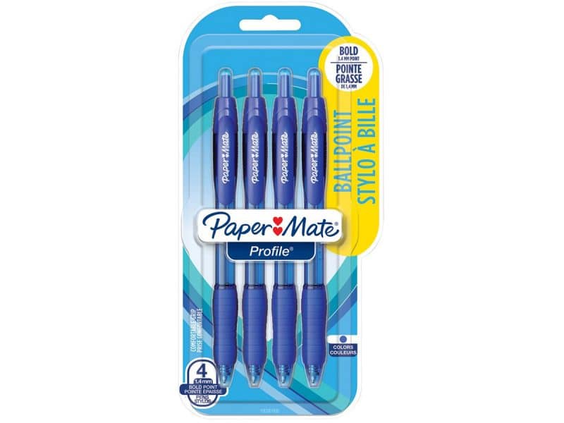 Paquet de 4 Stylos à bille rétractables Profile - bleu
