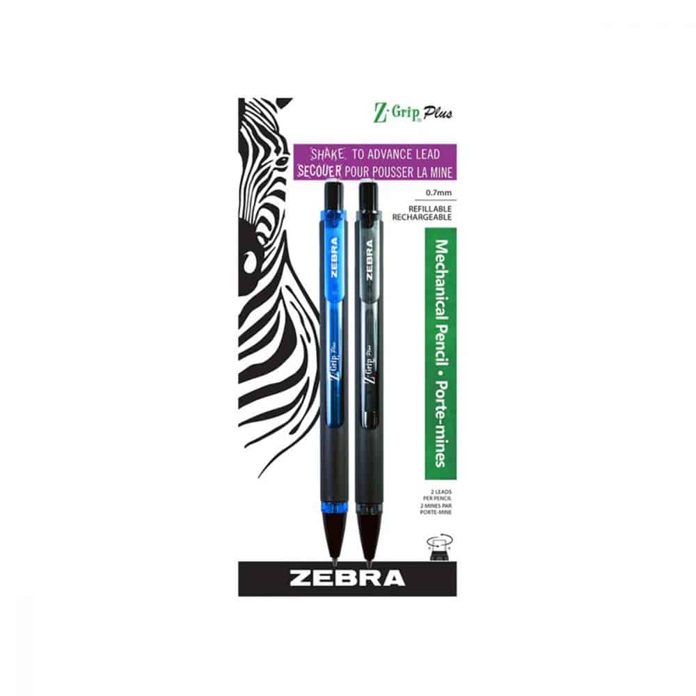 Paquet de 2 porte-mines Zebra Z-Gripe Plus 0.7mm
