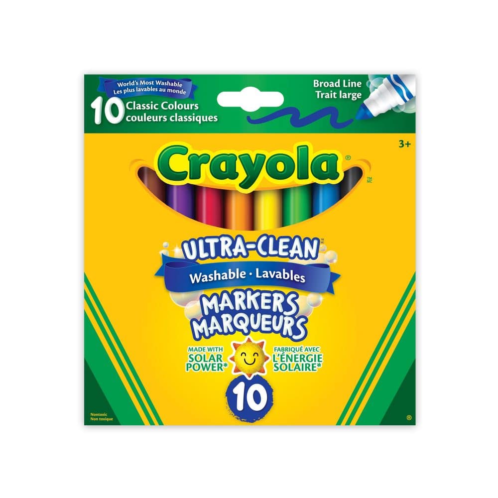 Marqueurs lavables larges Crayola couleurs classiques (10)