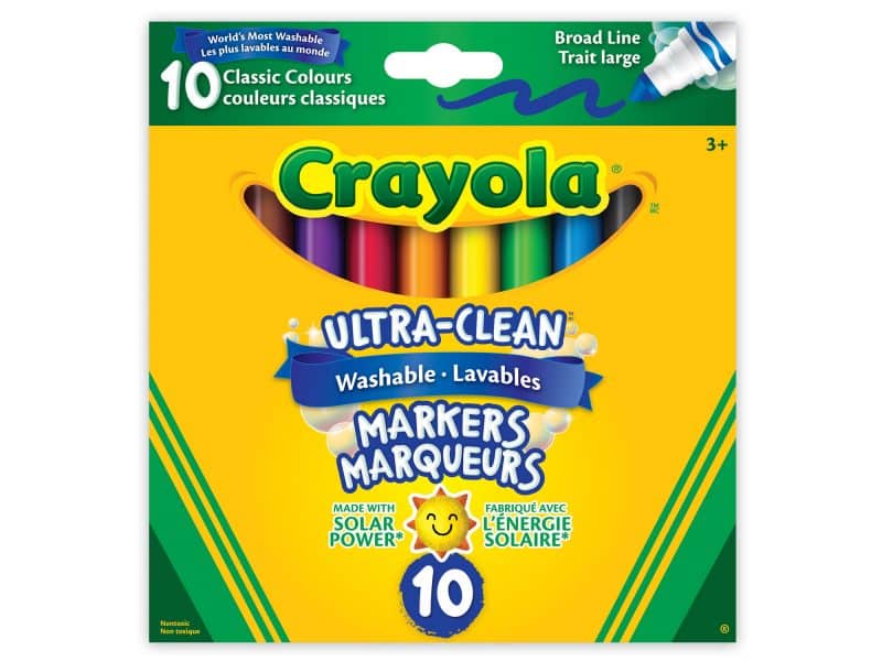Marqueurs lavables larges Crayola couleurs classiques (10)