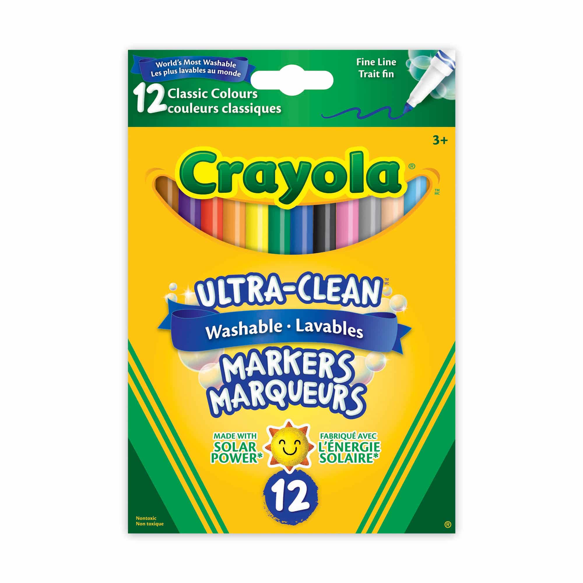 Boîte de 12 marqueurs Crayola lavables pointes fines