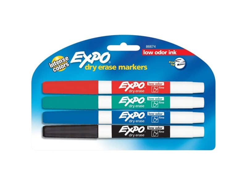 Paquet de 4 marqueurs effaçables à sec Expo, pointe fine