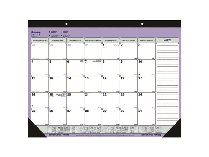 CALENDRIER SOUS-MAIN ACAD. MENSUEL