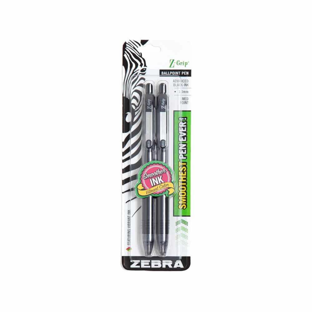 Paquet de 2 stylos Zebra Z-Grip 1.0mm - noir