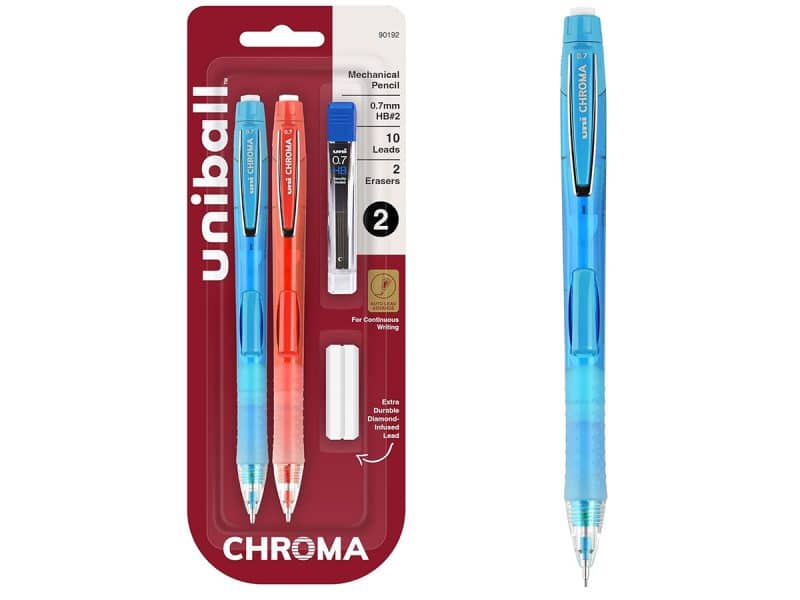 Ens. de 2 porte-mines Uniball Chroma 0.7 avec mines et effac