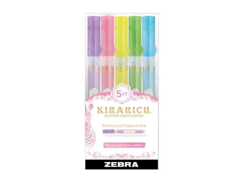 Surligneurs brillants Zebra Kirarich - Paquet de 5 couleurs