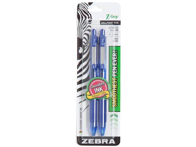 quet de 2 stylos Zebra Z-Grip 1.0mm - bleu