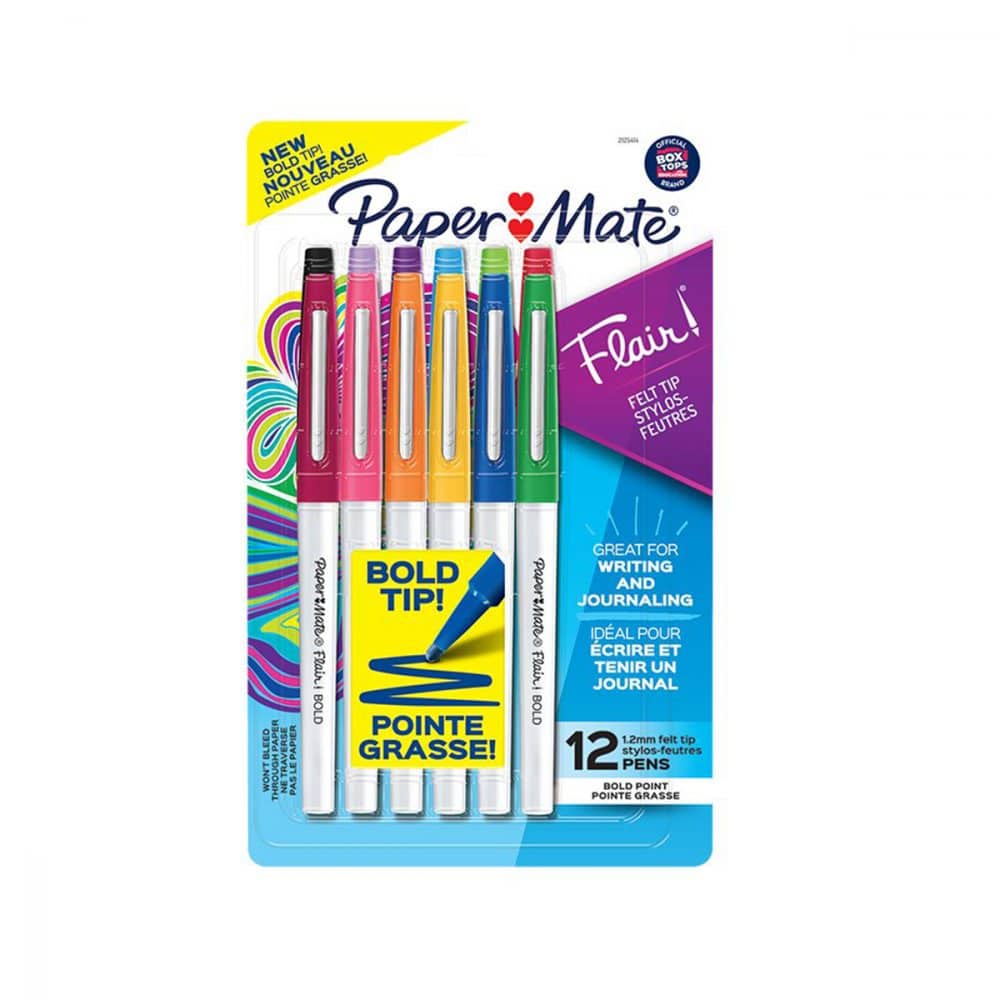 Marqueur Flair 12 couleurs pointes grasses