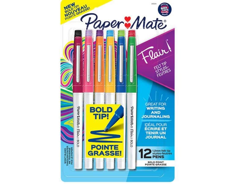Marqueur Flair 12 couleurs pointes grasses
