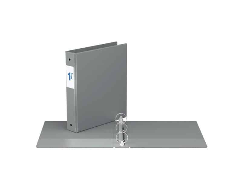 Reliure indispensable avec anneaux ronds 1,5po gris