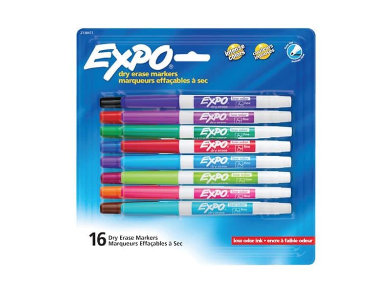 Marqueur pour tableau blanc Expo faible odeur pqt 16