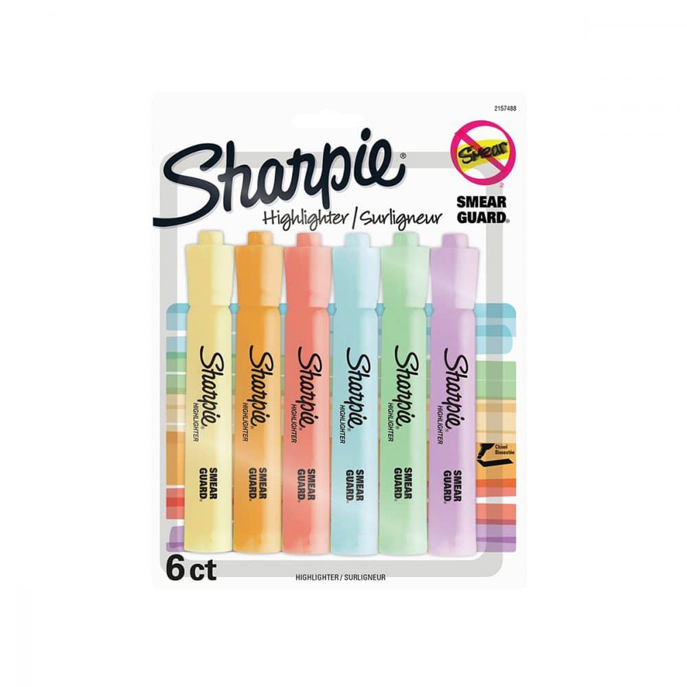 Paquet de 6 surligneurs Sharpie Tank pastels
