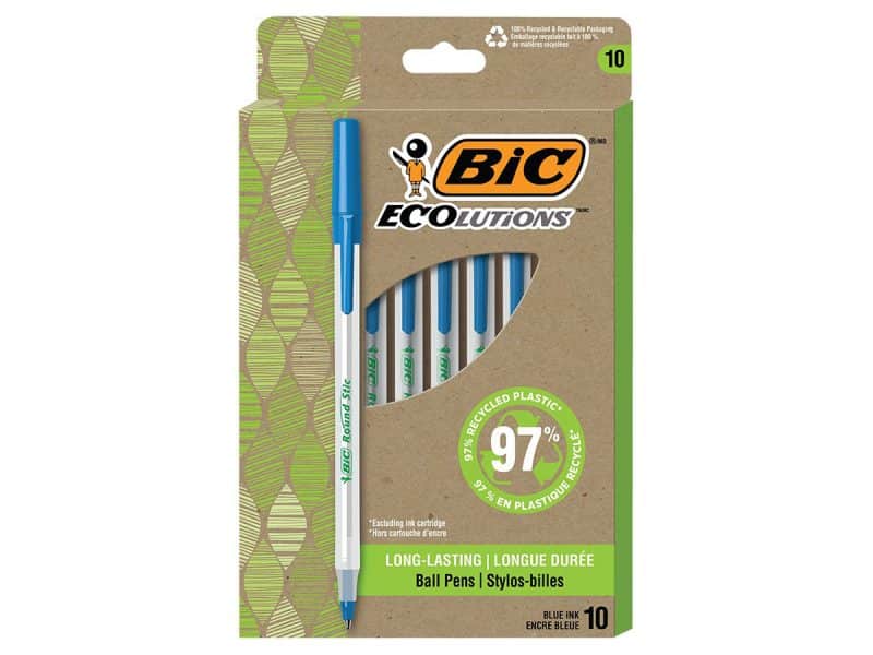 Pqt de 10 Stylos à bille Ecolut Round Stic bleu