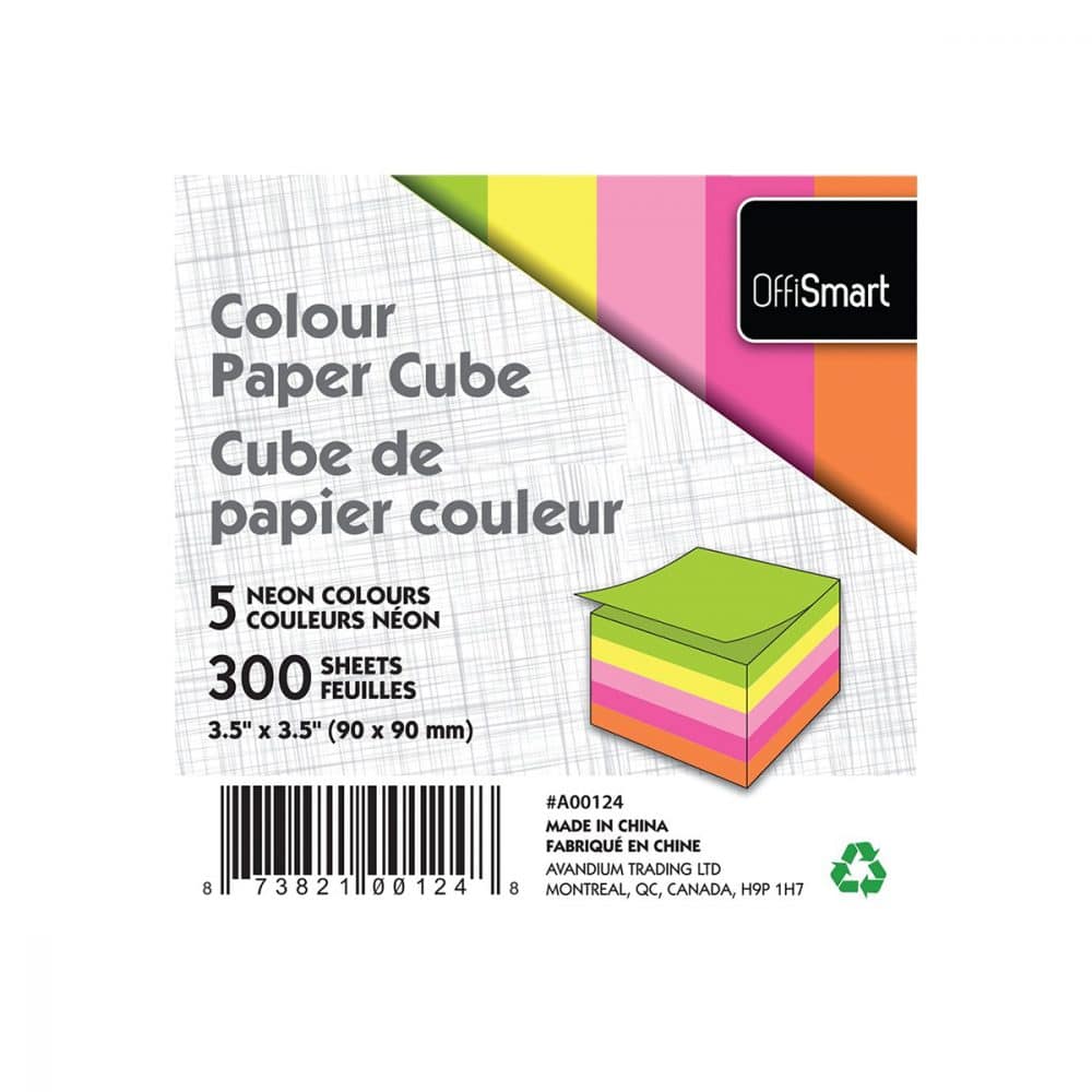 cube couleur 3.5x3.5 300 feuilles neon