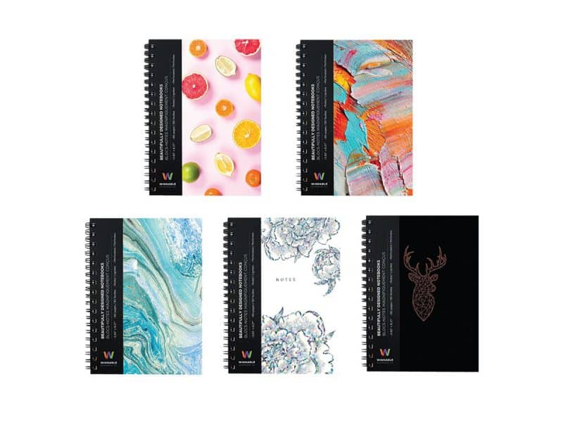 Cahier de notes de 160 pages lignées, 8.5x5.5po - motifs ass