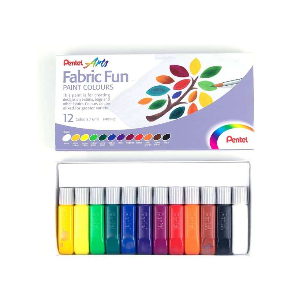 Peinture pour tissus Pentel Fabric fun -Boite de 12 couleurs