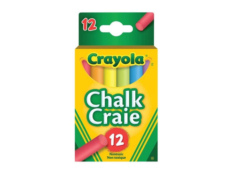 Craie à tableau - couleurs variées - Boite de 12