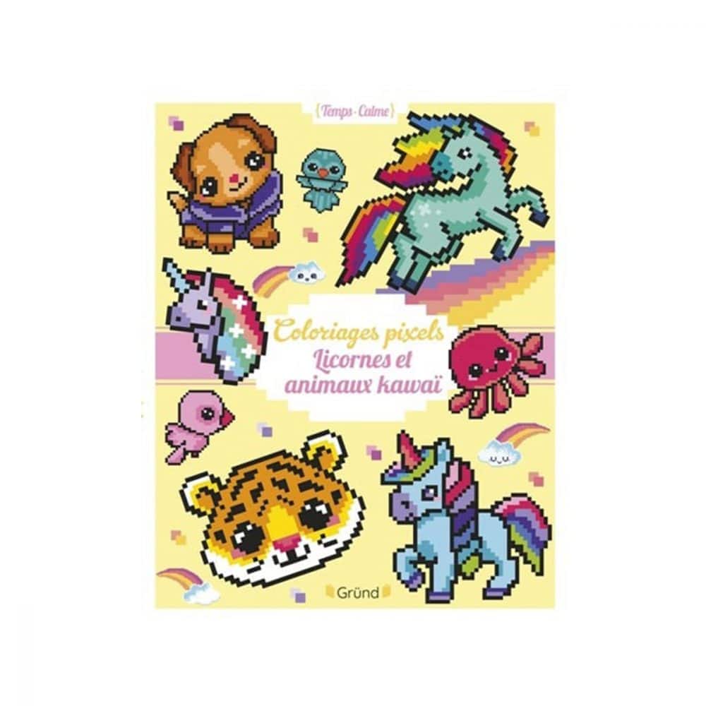Coloriages pixels licornes et animaux kawaï