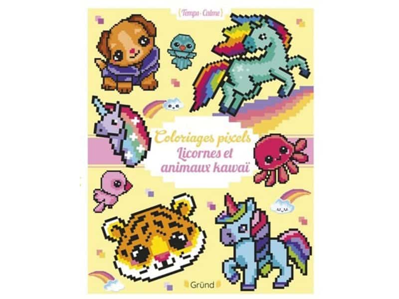 Coloriages pixels licornes et animaux kawaï