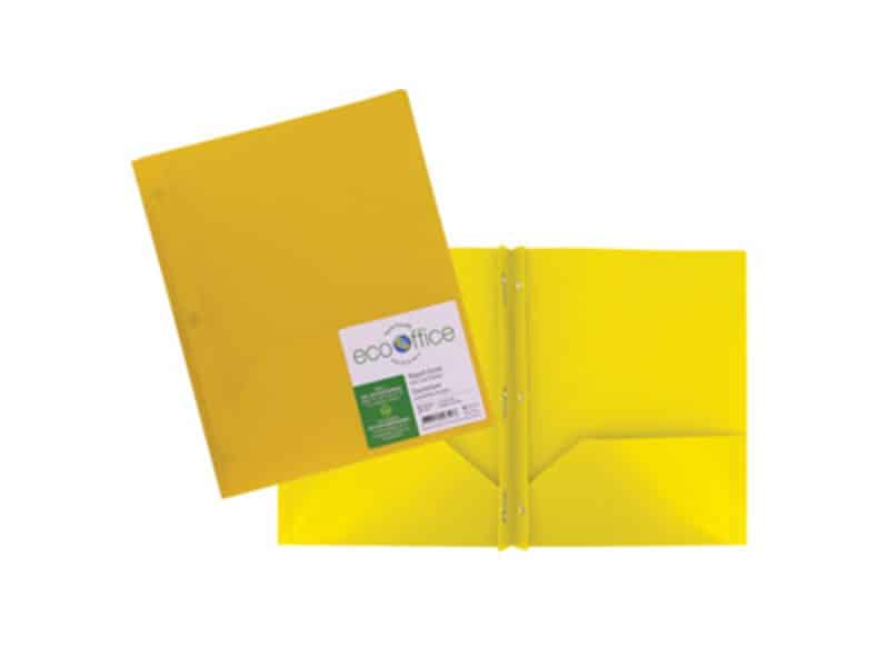 Duo-tang 3 attaches et 2 pochettesen poly EcoOffice - jaune