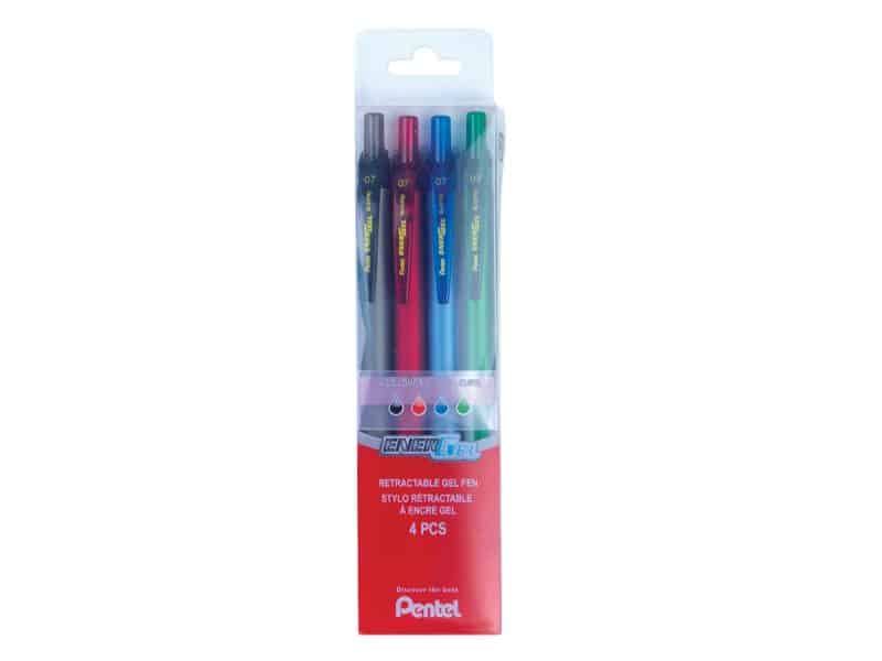 Paquet de 4 stylos rétractables Pentel Energel Slim 0.7
