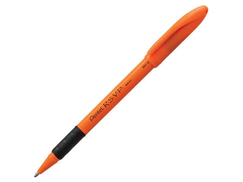 Stylo Pentel RSVP Safety 1.0 - crayon orange, encre noire