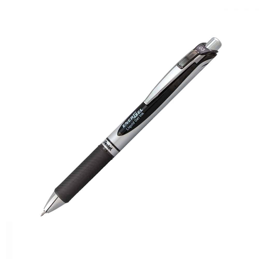 Stylo rétractable Pentel Energel 0.3 aiguille - noir