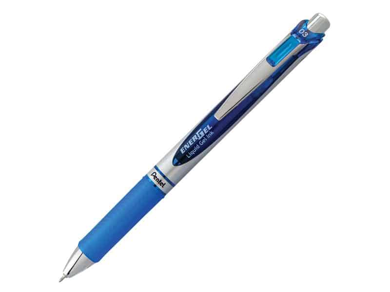 Stylo rétractable Pentel Energel 0.3 aiguille - bleu