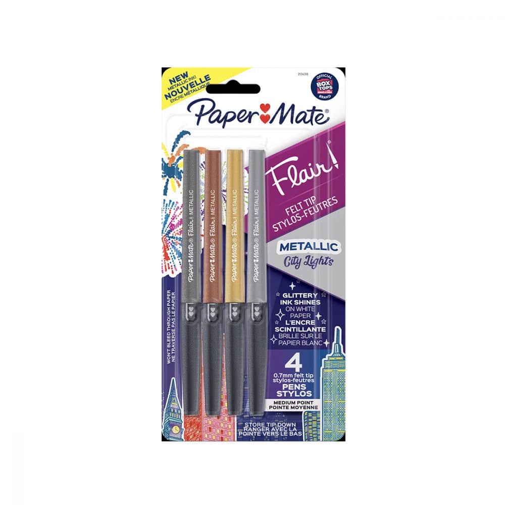 Paquet de 4 marqueur Papermate Flair métalliques