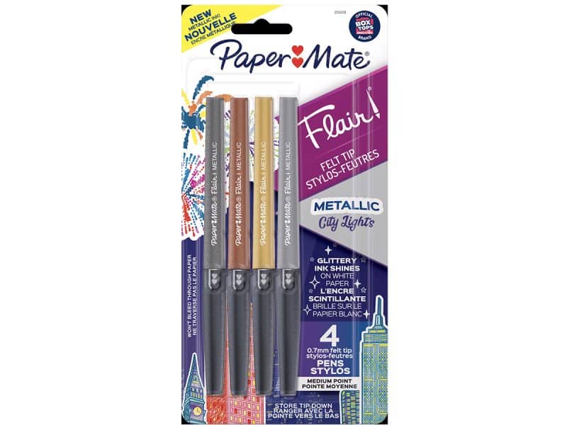 Paquet de 4 marqueur Papermate Flair métalliques