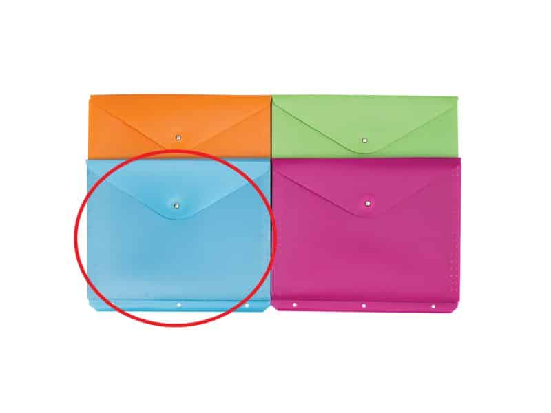 Porte-documents de plastique perforé 3 trous - bleu