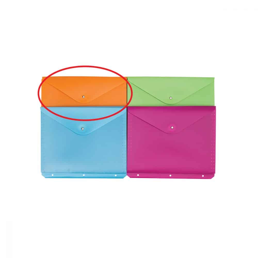 Porte-documents de plastique perforé 3 trous - orange