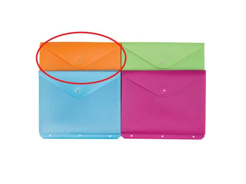 Porte-documents de plastique perforé 3 trous - orange
