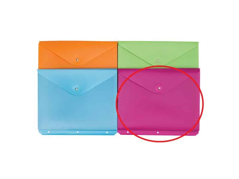 Porte-documents de plastique perforé 3 trous - rose