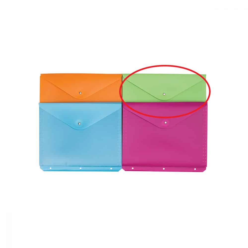 Porte-documents de plastique perforé 3 trous - vert