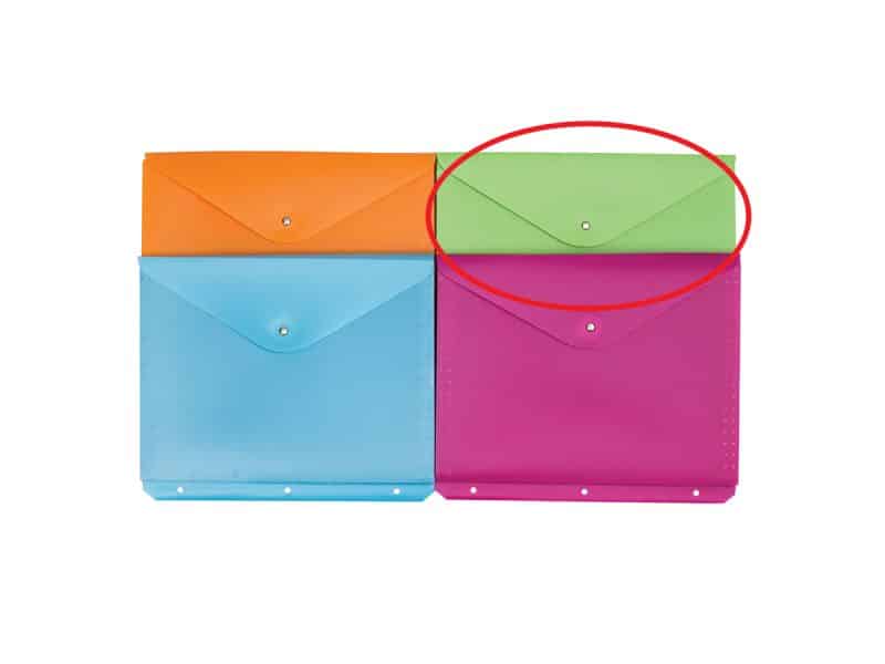 Porte-documents de plastique perforé 3 trous - vert