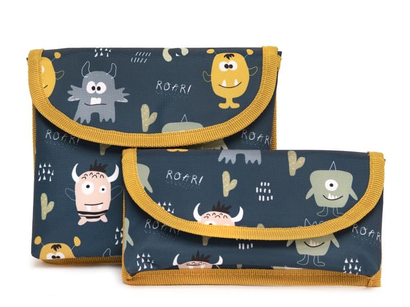 Ensemble de 1 pochette à sandwich et 1 à collation - Monstre