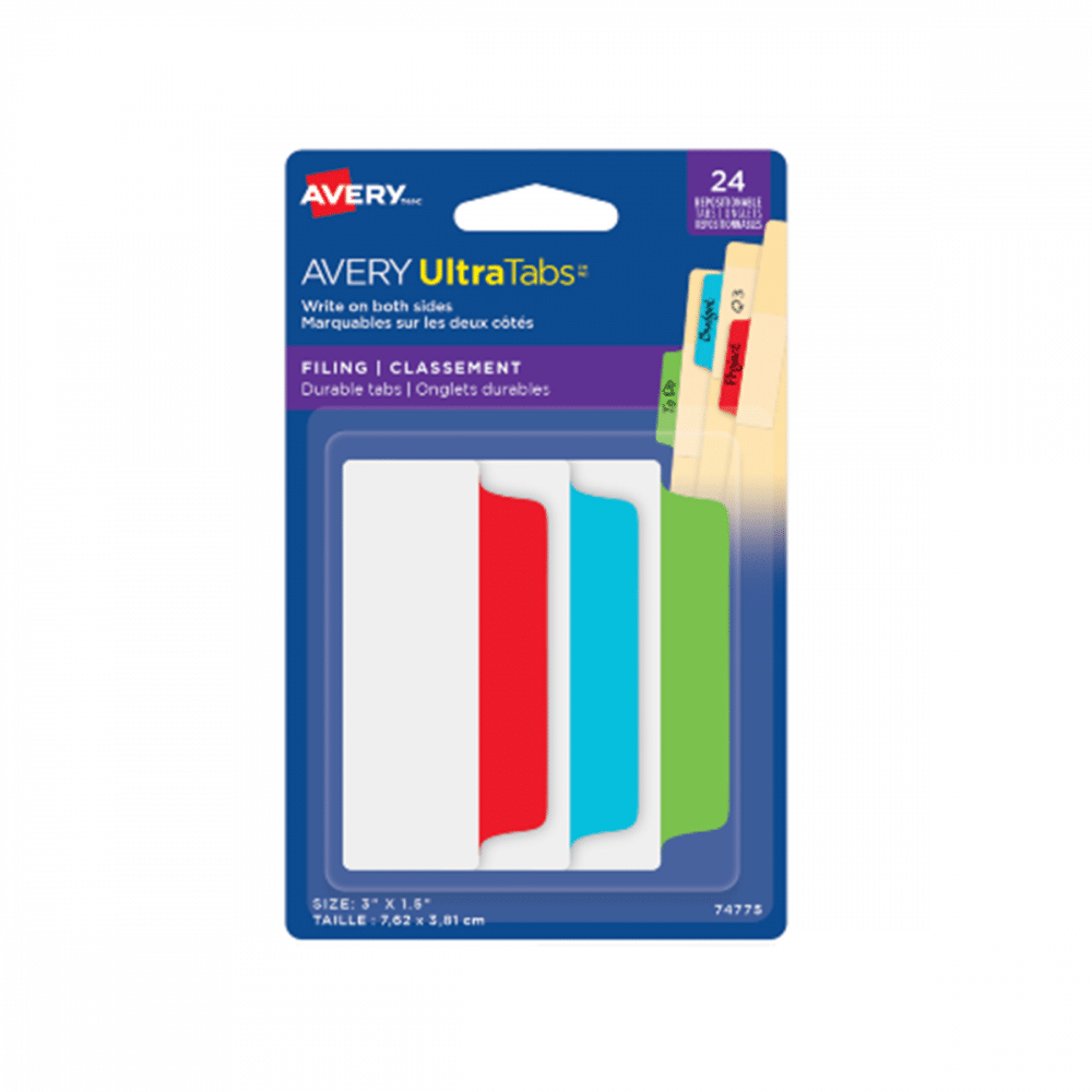 onglets 3 x 11/2 couleurs primaires