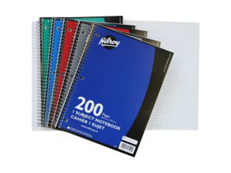 Cahier à reliure spirale Hilroy 200 pages