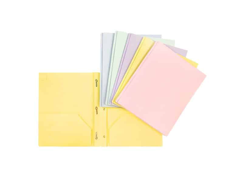 Duo-tang de plastique avec attaches et pochettes PFDT2 paste