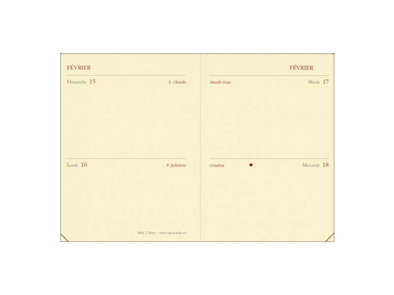 Recharge agenda Quo Vadis Mini2days 2.25 x 4 po