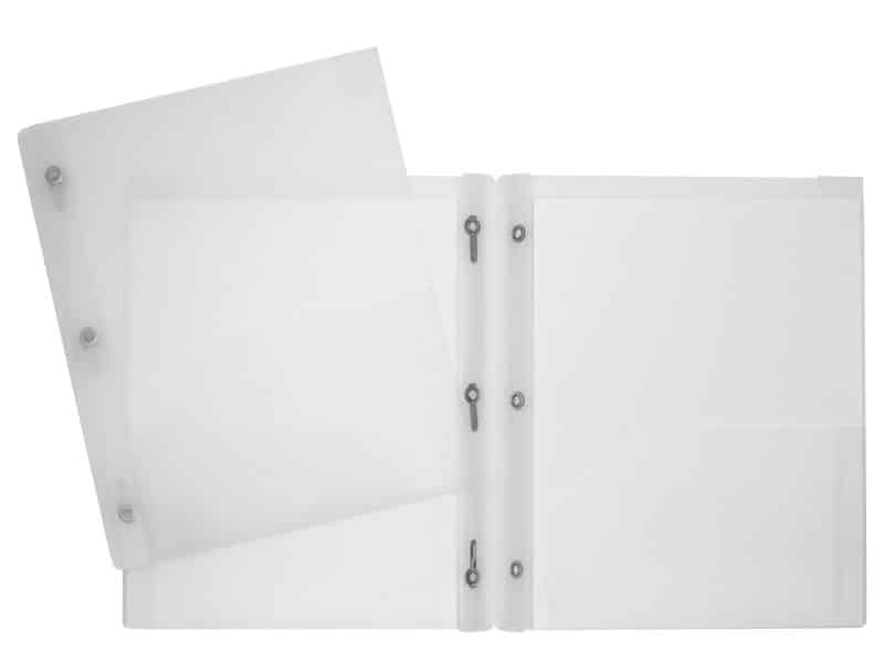 Duo-tang plastique avec attaches et pochettes PFDT2 - Clair