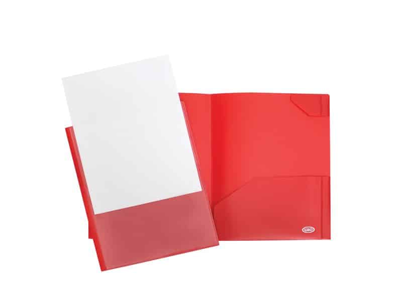 Portfolio plastique Geo avec pochette avant - rouge